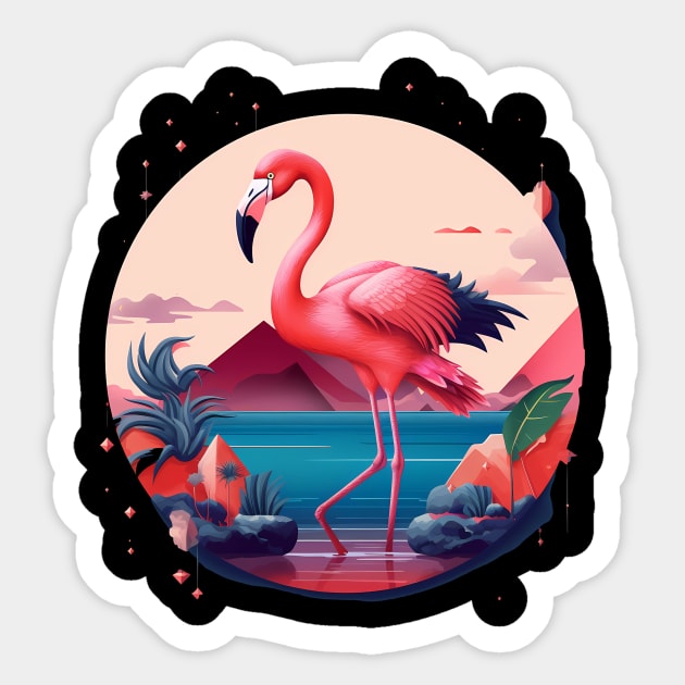 Flamingo Flock Sunset, Love Flamingos Sticker by logiamerch